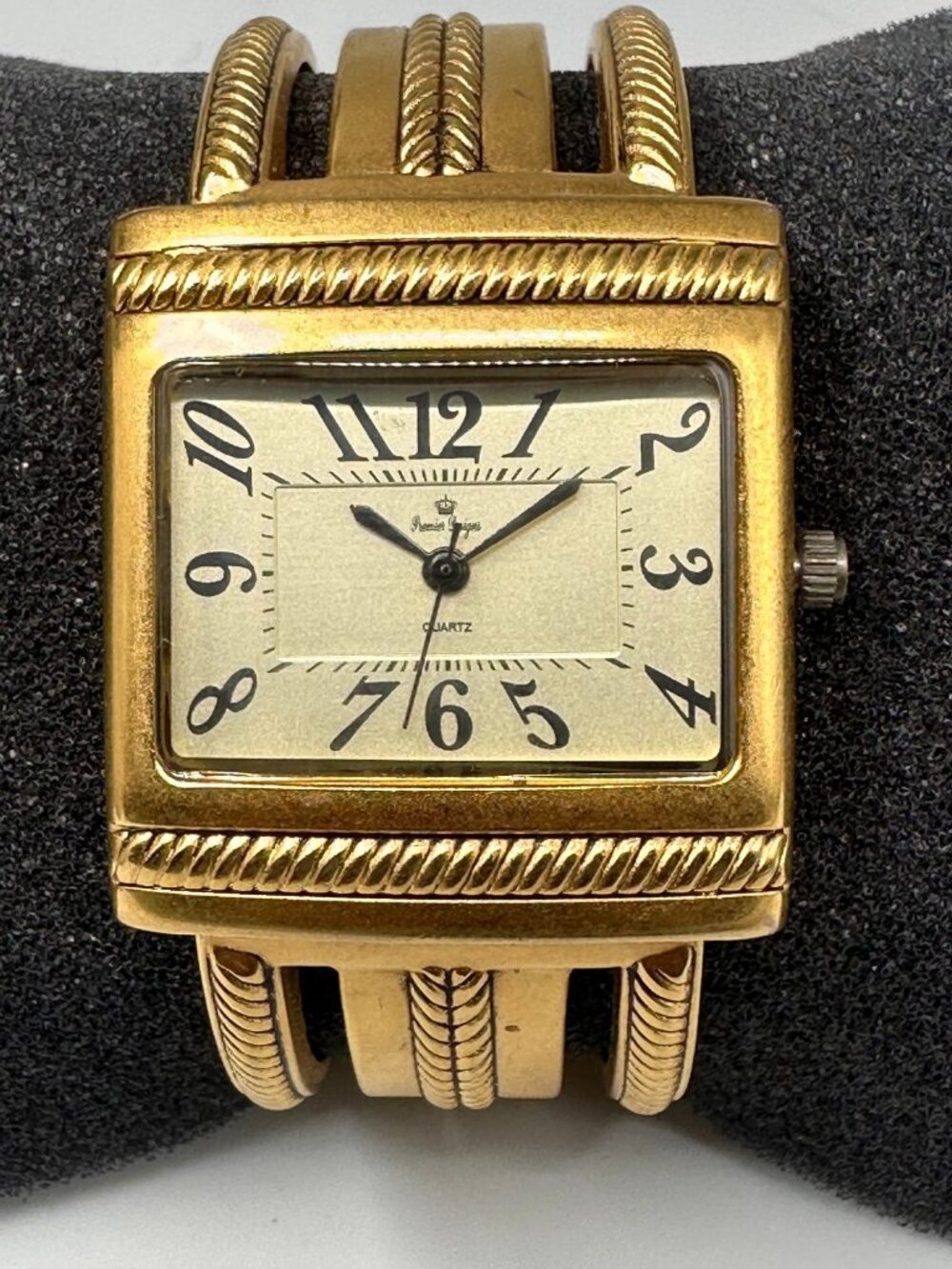 3/$30 Premier Designs Watch Women 30MM Gold Tone Ribbed Open Cuff Band